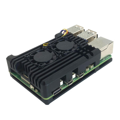 Raspberry Pi 5 Aluminiumlegierungs-Schutzgehäuse, Pi 5 Kühlkörper, passives Kühlgehäuse für Raspberry Pi 5 4GB/8GB (mit Dual-Lüfter)