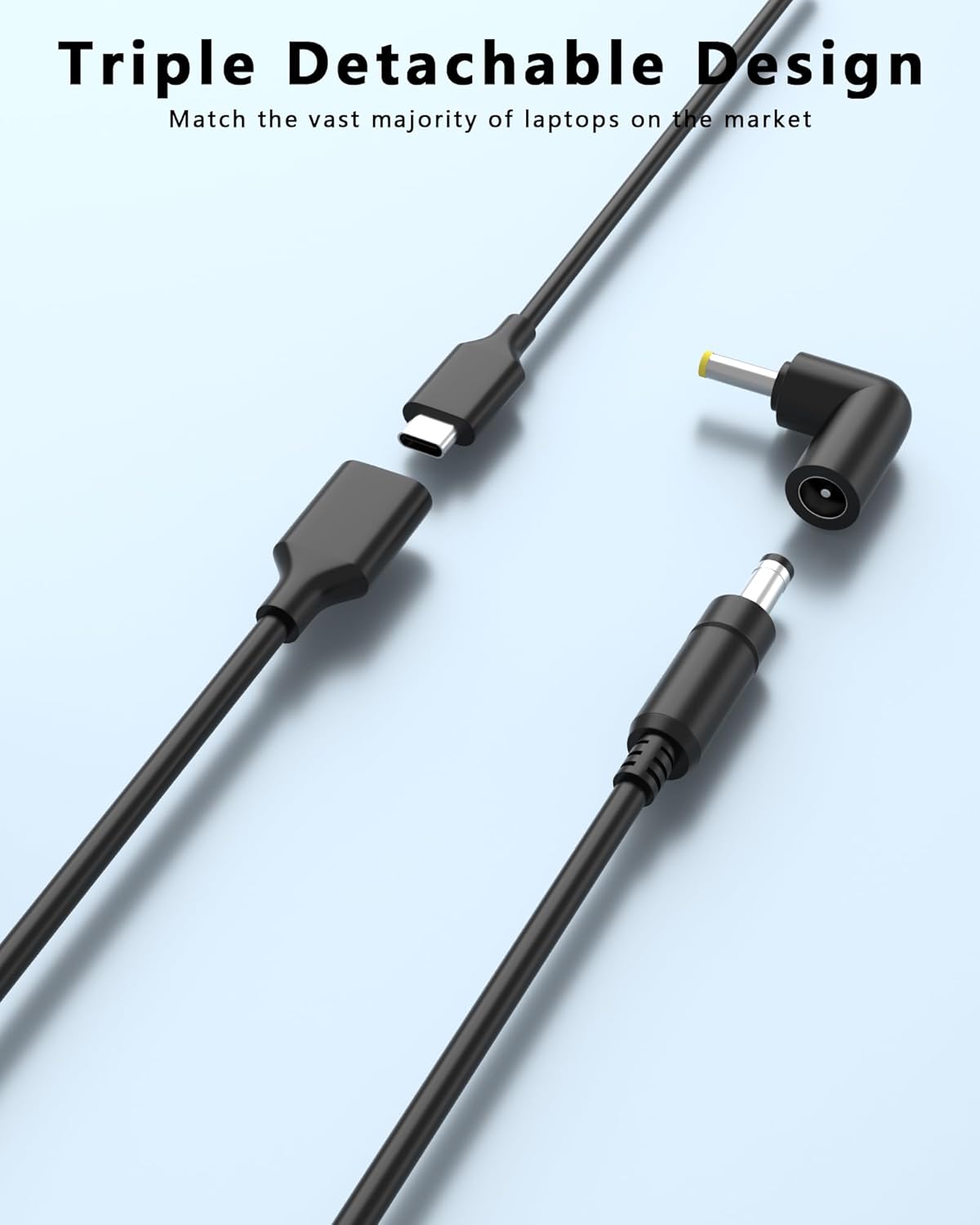 100W USB C Universal Laptop Charger with 15 Tips, Compatible with HP DELL Lenovo Acer Asus Toshiba Samsung MacBook IBM Sony LG & Chromebook, AC Power Adapter (Fits 90W 65W 45W)