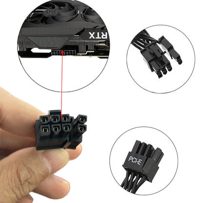 PCIe-Kabel für Corsair, 25 Zoll langes 8-Pin-Netzteilstecker-auf-6+2-Pin-Grafikkartenstecker-Stromkabel für Thermaltake, ARESGAME modulares Netzteil (Schwarz) 