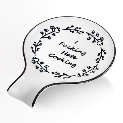 Löffelablage aus Keramik, Kochlöffelhalter für Küchenarbeitsplatte/Herd/Esstisch, modernes Landhausdekor, groß (blau) 