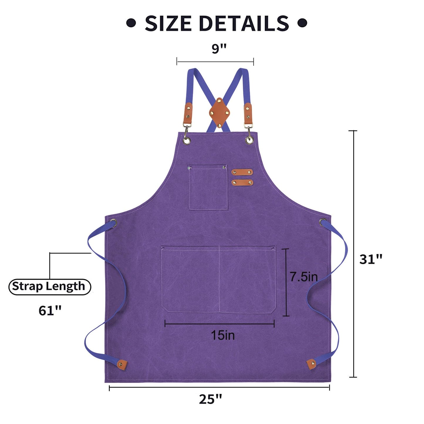 ZOMAO Kochschürze, Baumwoll-Canvas-Schürze mit gekreuztem Rückenteil und Taschen für Damen und Herren, verstellbare Träger und große Taschen, Küchenschürze zum Kochen und Backen 