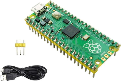 Waveshare Raspberry Pi Pico Microcontroller Board with RP2040 Chip, Dual-core Arm Cortex M0+ Processor, 264KB SRAM, 2MB Flash, 26x GPIO, SPI, I2C, UART, PWM, ADC, USB 1.1, Includes Header and Cable