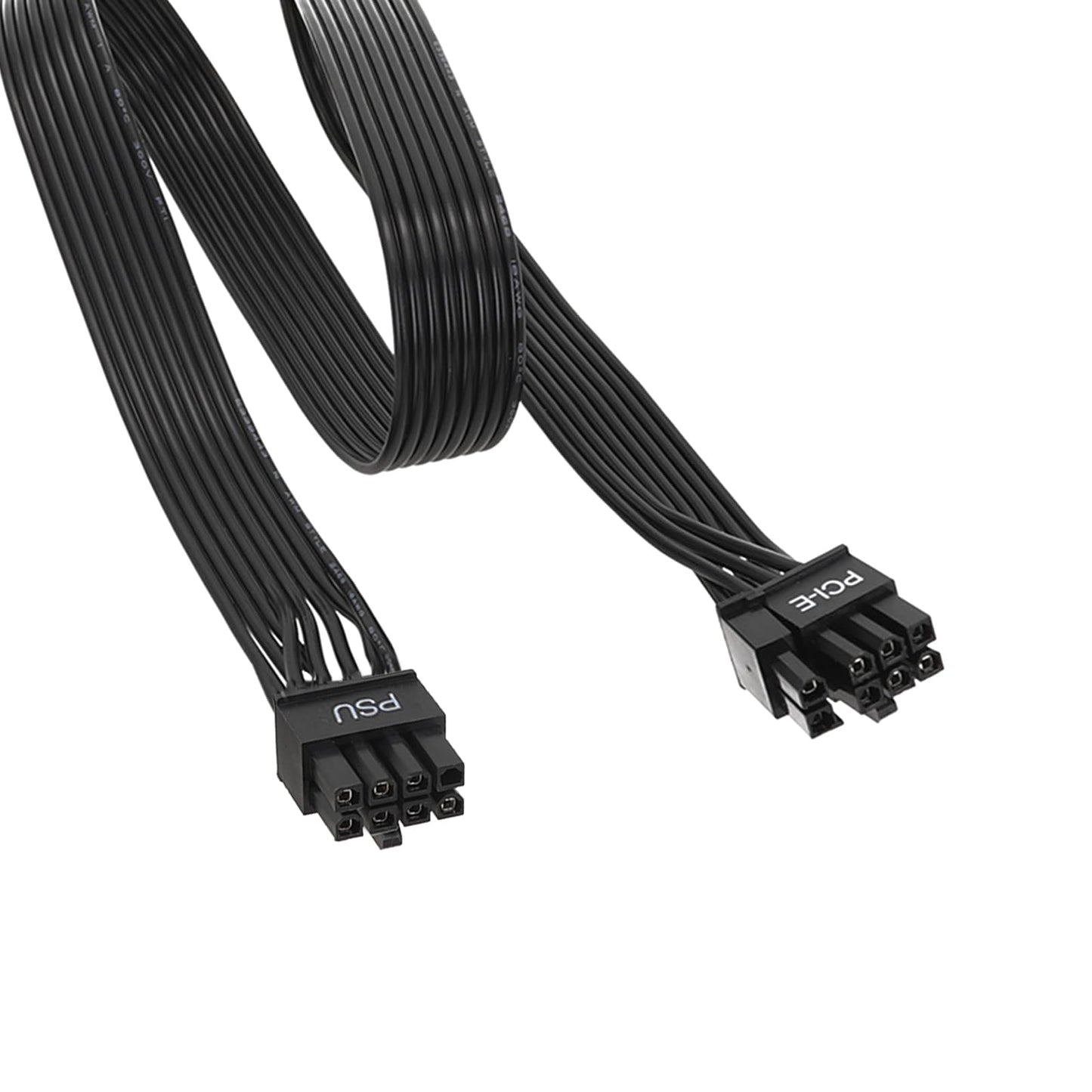 PCIe-Kabel für Corsair, 25 Zoll langes 8-Pin-Netzteilstecker-auf-6+2-Pin-Grafikkartenstecker-Stromkabel für Thermaltake, ARESGAME modulares Netzteil (Schwarz) 