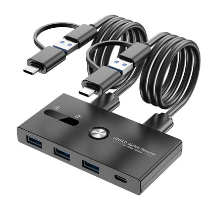 USB Switch, USB 3.0 Switcher 2 Computers Share 4 USB for PC Mouse Keyboard Printer Scanner, USB KVM Switch Selector Compatible with Windows, Mac, Linux