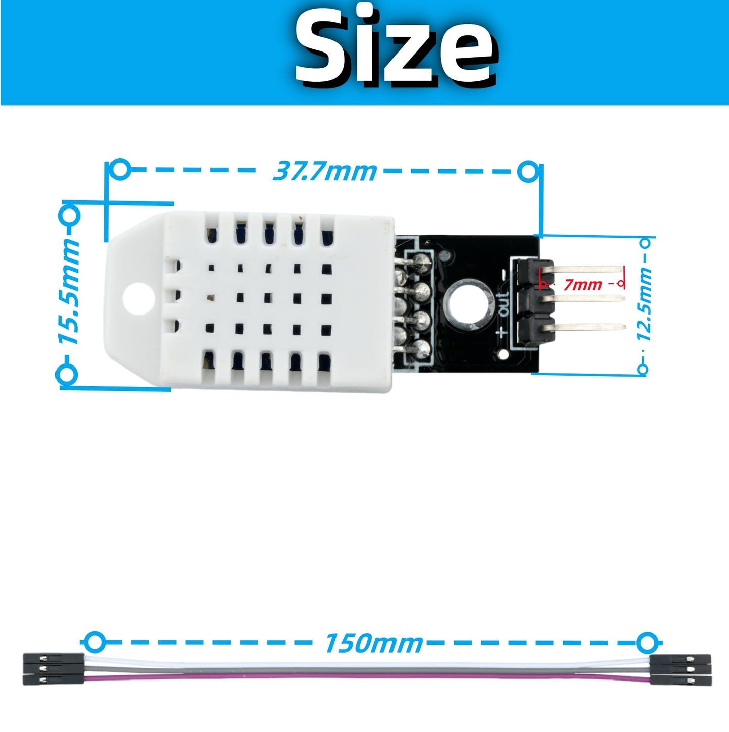 MTDELE 3 Stück DHT22 Digitaler Temperatur- und Feuchtigkeitssensor AM2302 Modul ersetzt SHT11 und SHT15, kompatibel mit Arduino-Elektronik-Bastelprojekten
