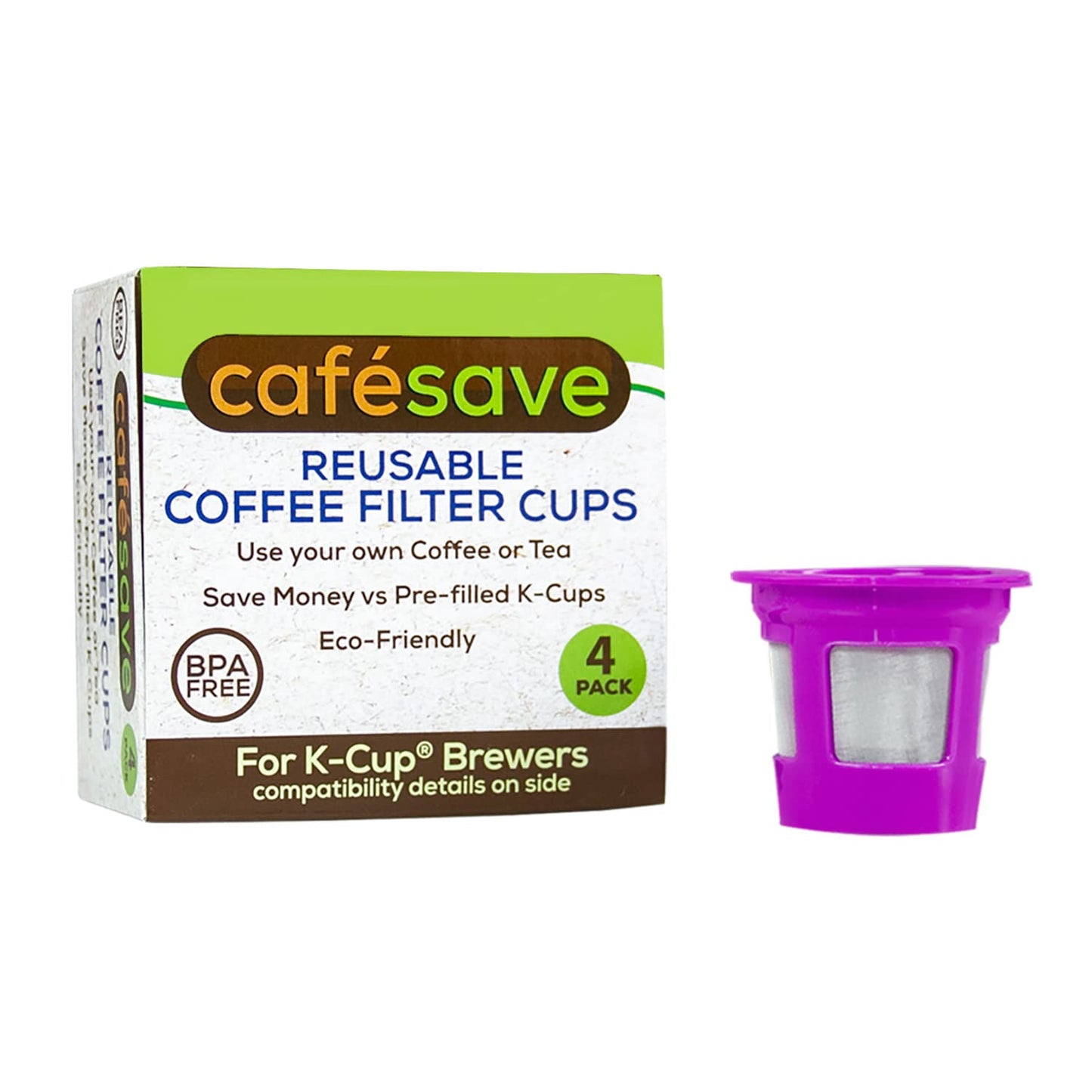 Perfect Pod 1-Stream Cafe Save Wiederverwendbare K-Cup-Kaffeefilter – Nachfüllbare Kaffeekapseln mit integriertem Sieb für Keurig &amp; Select Einzelportions-Kaffeemaschinen, 4er-Packung