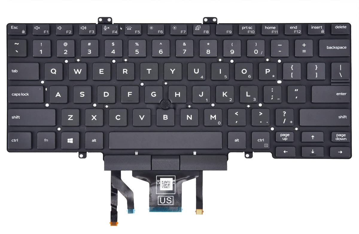 Ersatztastatur für Dell Latitude 3400, 5400, 5401, 5410, 5411, 7400 und 7410 Laptops mit Hintergrundbeleuchtung und Mauszeiger, US-Layout (NICHT passend für Latitude 7400 2-in-1)