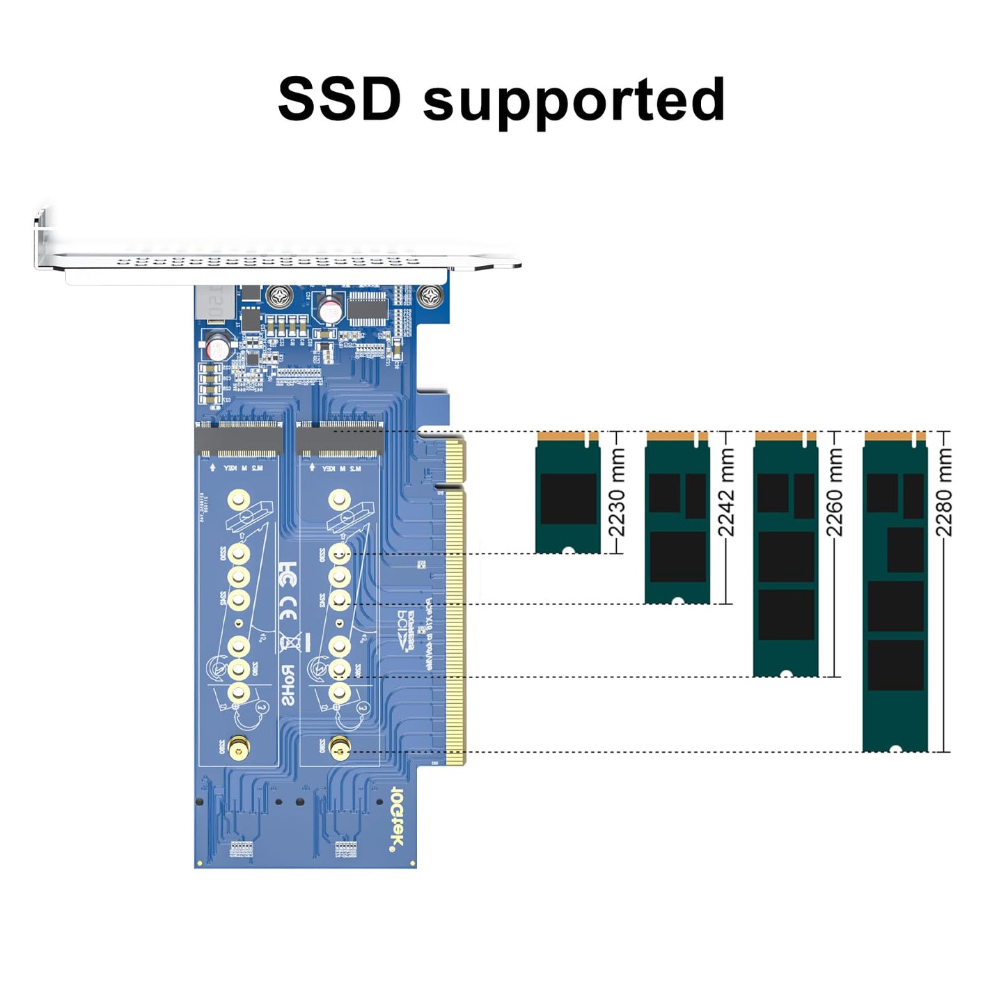 PCIe 3.0 zu NVMe (4) M.2 Adapter für M.2 (M Key) SSD, PCIe x16, erfordert BIOS-Unterstützung für Bifurkation