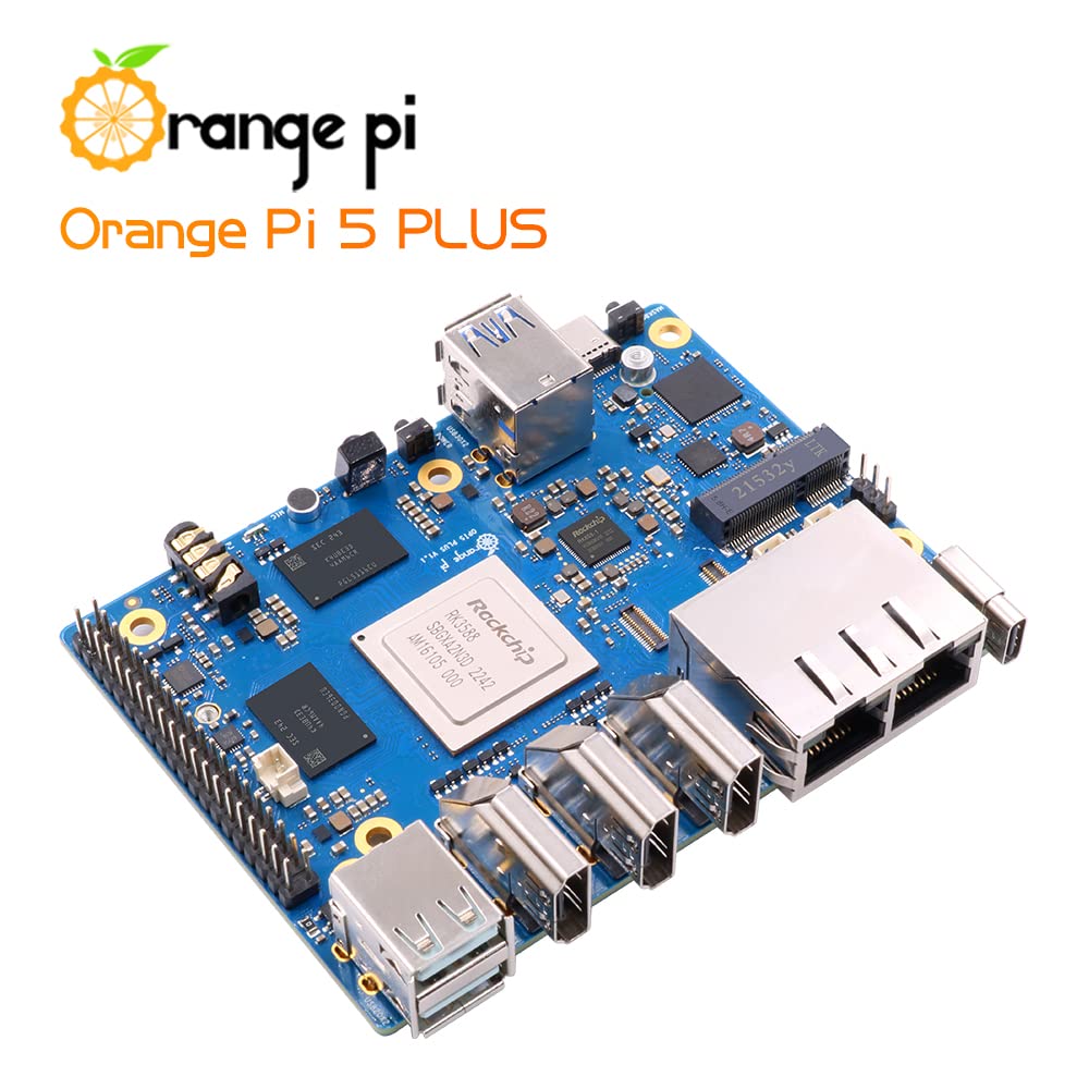 Orange Pi 5 Plus 16GB Rockchip RK3588 8-Kern 64-Bit Einplatinencomputer, 2,4 GHz Frequenz, 8K-Videodekodierung, Open Source Entwicklungsboard, läuft mit Orange Pi OS, Android, Debian, Ubuntu (OPi 5 Plus 16G)