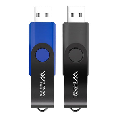 XINWAY 64GB USB 2.0 Flash-Laufwerke, USB-Sticks, drehbares Design, (2er-Pack, zwei Farben: Schwarz, Blau)