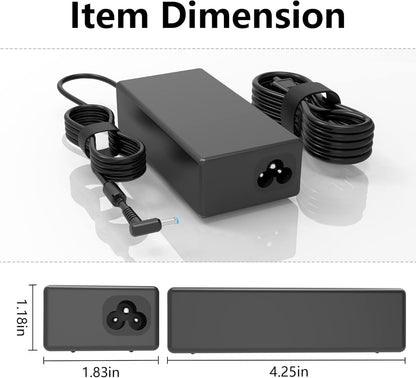 65W AC Charger Fit for HP Laptop Smart Blue Tip Power Adapter