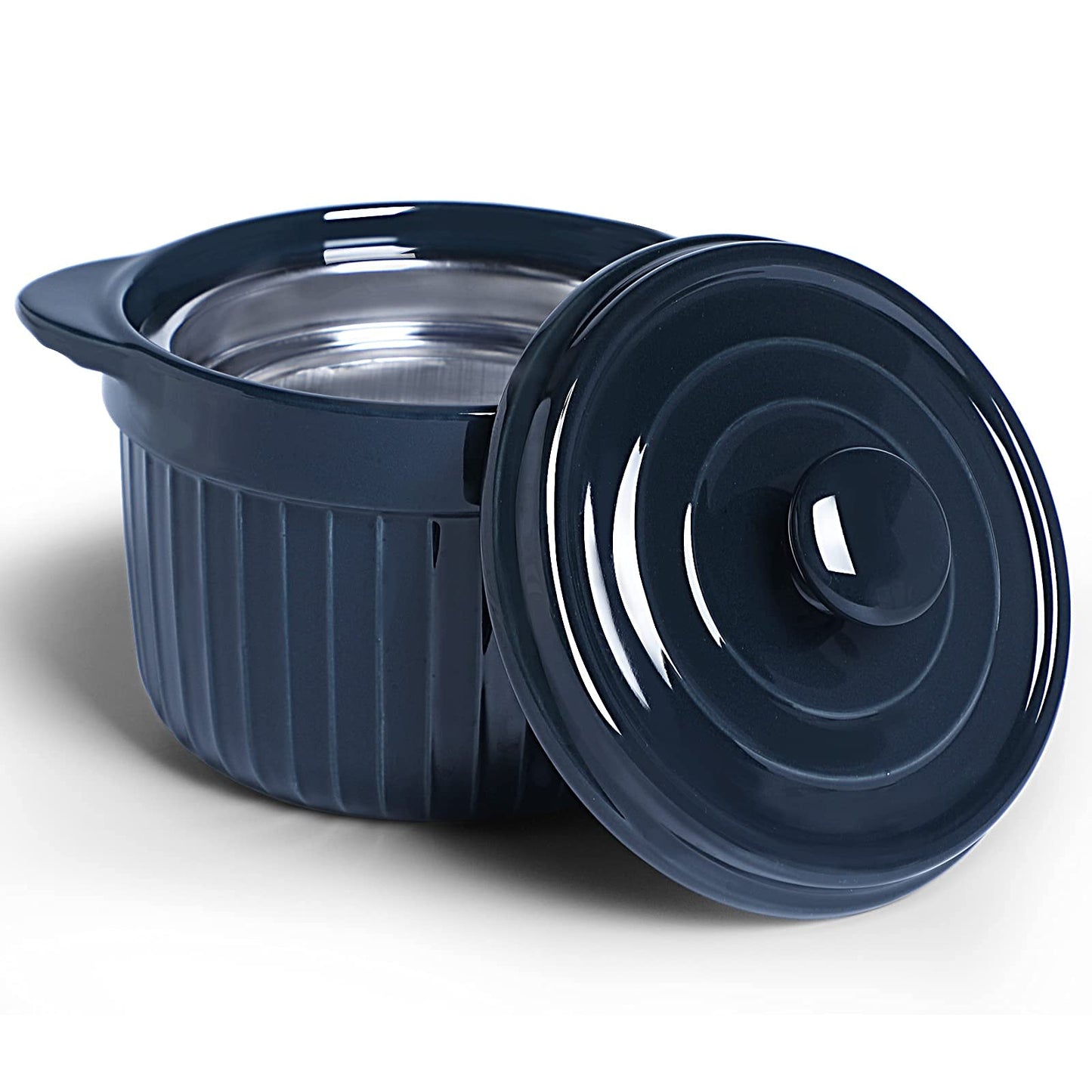 ONTUBE Keramik-Aufbewahrungsbehälter für Speckfett mit Sieb, Frittieröl-Aufbewahrungsdose, Türkis 