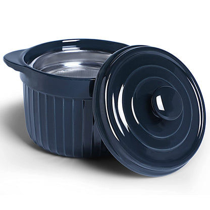 ONTUBE Keramik-Aufbewahrungsbehälter für Speckfett mit Sieb, Frittieröl-Aufbewahrungsdose, Türkis 