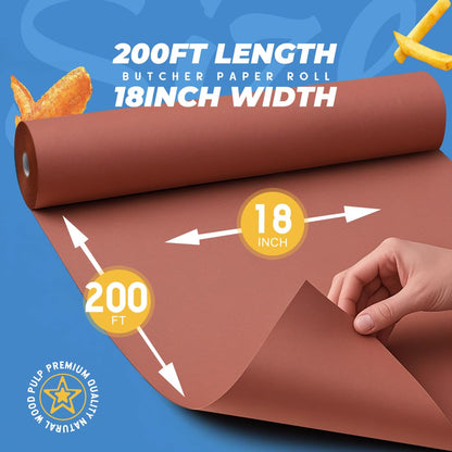 PerkHomy 18" x 200' (2400") Pink Butcher Paper Roll for Smoker BBQ Grilling Smoking Meat Unbleached Uncoated Unwaxed Peach (Pink, 18" x 200')