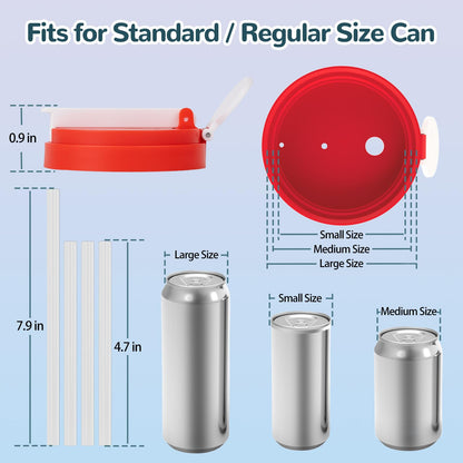 Dosendeckel mit Strohhalm, 4er-Pack, wiederverwendbar, BPA-frei, auslaufsicher und luftdicht, einfach zu verwenden, passend für Dosen der Größen S/M/L für Limonade, Bier, Saft und Sprudelwasser.