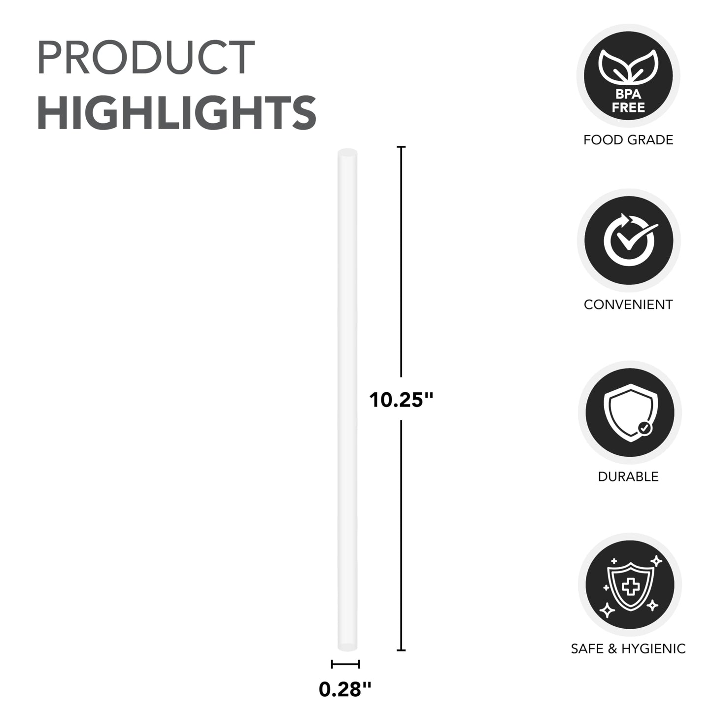 Party Essentials Einweg-Trinkhalme aus Kunststoff, 26 cm (10,25 Zoll) extra lang/300 Stück, einzeln verpackt, transparent