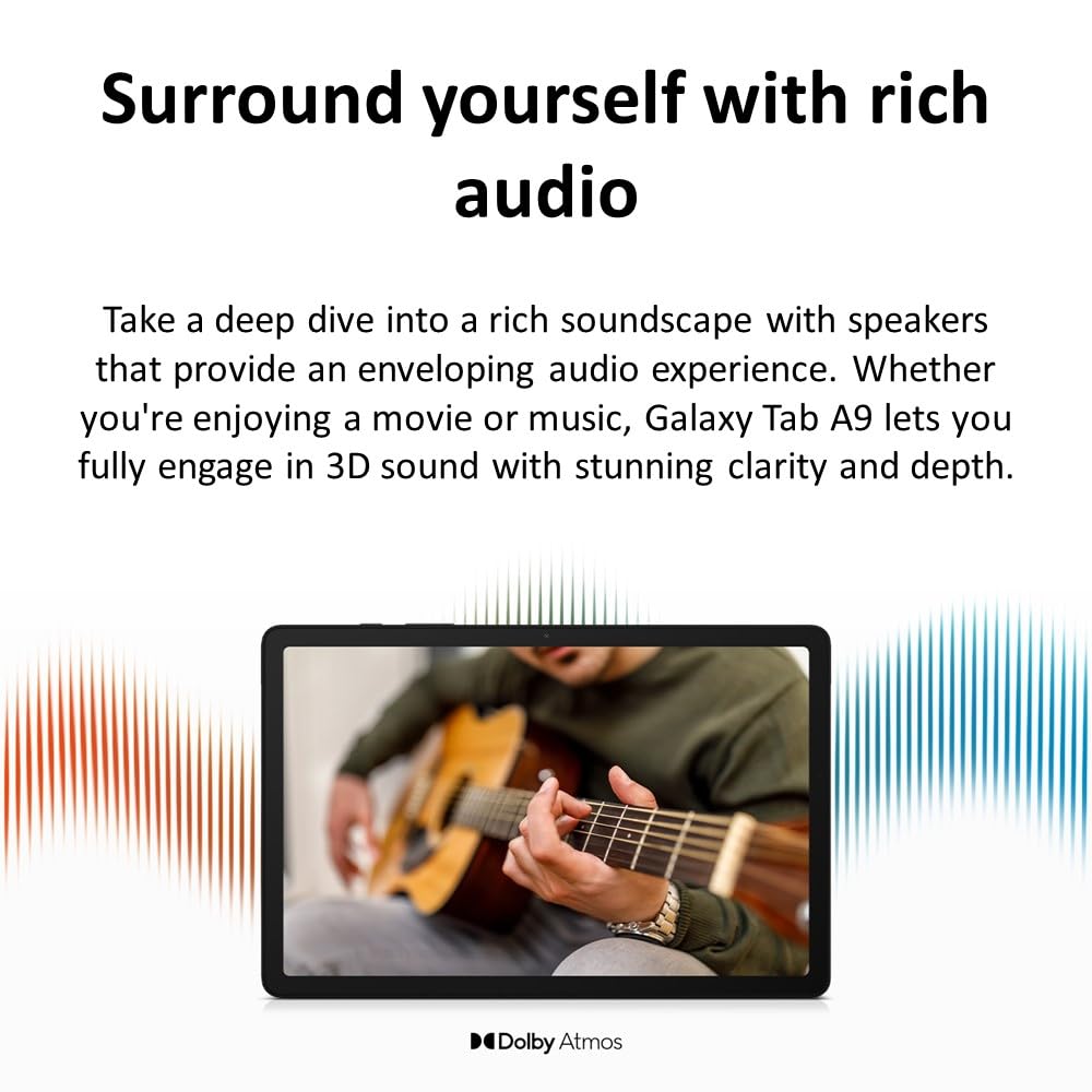 Samsung Galaxy Tab A9 4G LTE SM-X115 (64 GB, 4 GB, Cellular) 8,7" Android-Tablet, Octa-Core (6 nm), Dual-Lautsprecher (Werksentsperrt) (Generalüberholt)