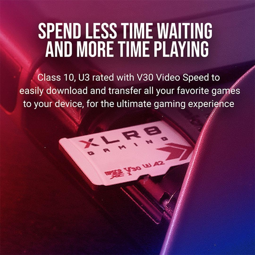 PNY 512GB XLR8 Gaming microSDXC Speicherkarte - 100MB/s, UHS-I, 4K UHD, Full HD, U3, V30, A2 - Micro SD für tragbare Konsolenspiele auf Nintendo Switch, Steam Deck, Smartphones und Tablets