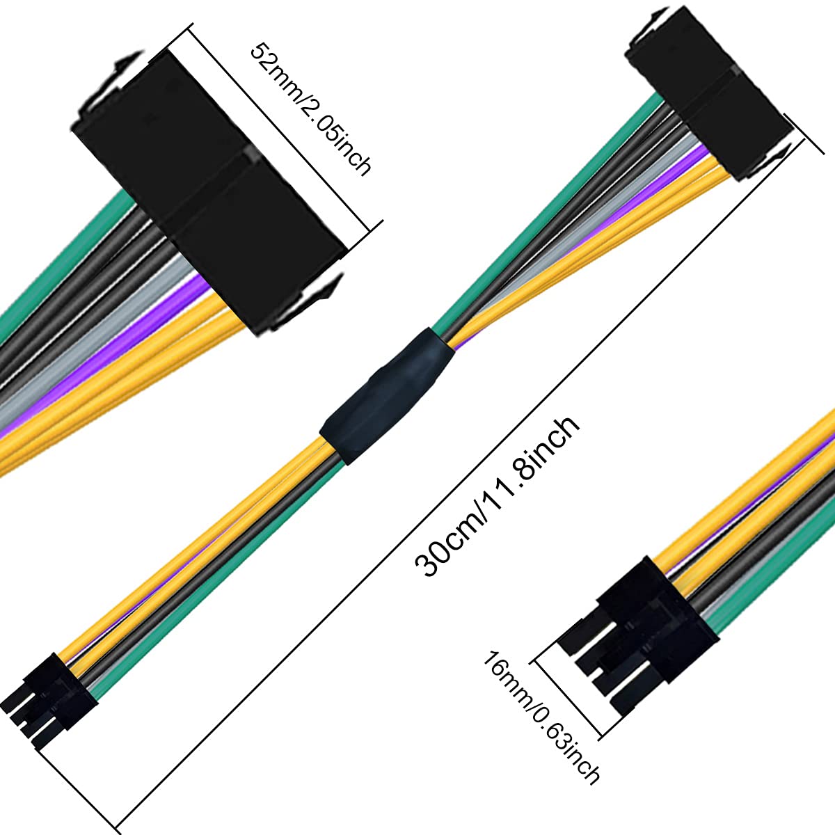 24 Pin to 8 Pin ATX, PSU Power Supply Adapter Cable for DELL Optiplex Motherboards 3020 7020 9020 30cm 12-inch 18AWG