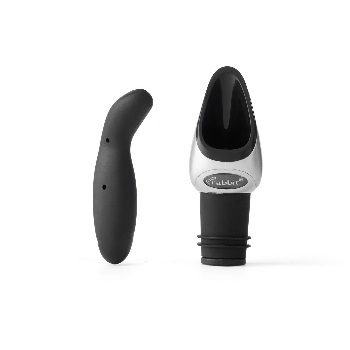 Metrokane Hasen-Weinausgießer mit Stöpsel, Schwarz, W6116N, 1 Stück