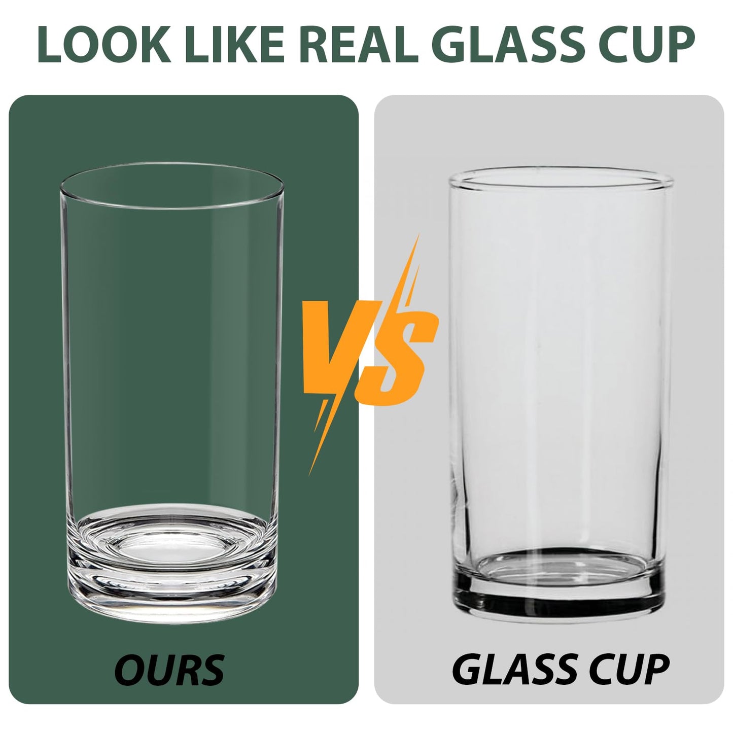 RÉALWÁY Bruchsichere Trinkgläser aus Kunststoff, 6er-Set, 500 ml, transparente, unzerbrechliche Becher für Küche, Pool und Terrasse – BPA-frei, spülmaschinenfest, Acrylbecher in Glasoptik.