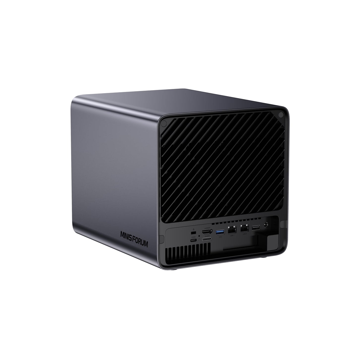 MINISFORUM N5 Pro-P370 Desktop-NAS mit 5 Einschüben (0+128 GB), AMD Ryzen AI 9 HX Pro 370 12 Kerne/24 Threads bis zu 5,1 GHz, 10GbE + 5GbE, 3× M.2/U.2, OCuLink, HDMI/2 x USB4 4K 144 Hz, PCIe ×16, MinisCloud OS