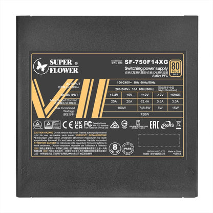 Super Flower Leadex VII XG 1300W 80+ Gold, Cybenetics Platinum, Vollmodular, ATX 3.1 &amp; PCIe 5.0, mit 12VHPWR-Kabel (2x 8-Pin - 16-Pin-Anschlusskabel), Netzteil, FDB-Lüfter, SF-1300F14XG, Schwarze Version