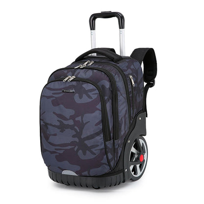 Rollrucksack, 55 l (14,5 gal) Rucksack mit Rollen für Geschäftsreisen, wasserdichter Rucksack mit zwei Tragegriffen und leisen großen Rollen, Handgepäckrucksack mit Laptopfach (Schwarz, 22 Zoll)
