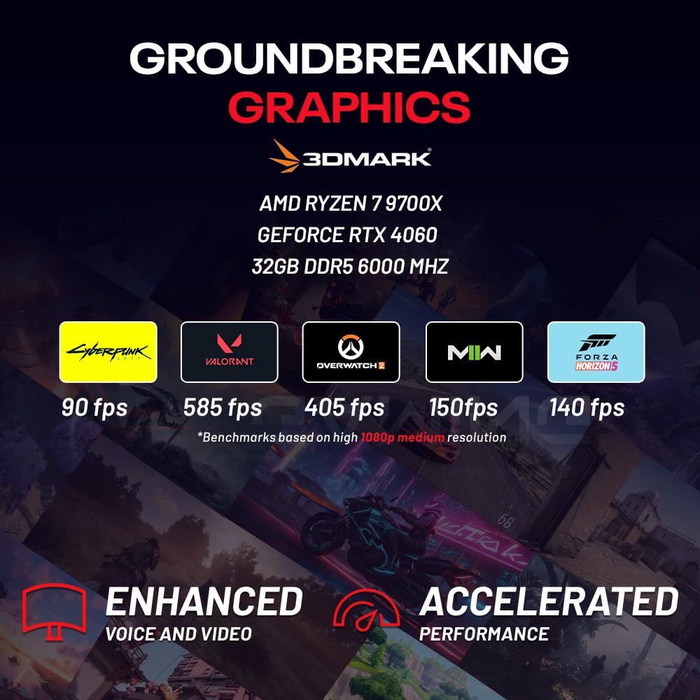 Skytech Gaming Azure 3 Desktop-PC, Ryzen 7 9700X 3,8 GHz (5,5 GHz), NVIDIA RTX 4060 8 GB, 2 TB NVMe SSD, 32 GB DDR5 RAM 6000 RGB, 650-W-Gold-Netzteil, 360-mm-ARGB-AIO-Wasserkühlung, WLAN, Windows 11