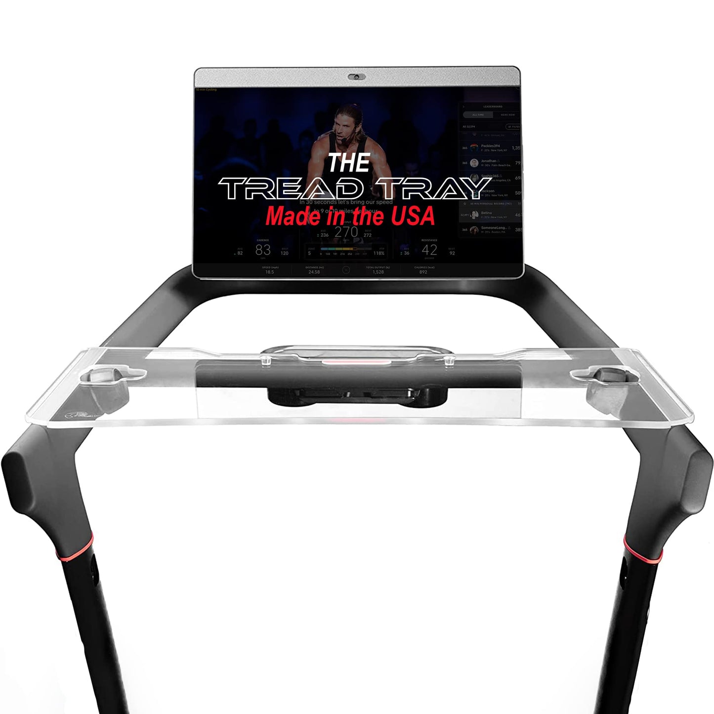 TFD The Tread Tray 2.0 | Kompatibel mit Peloton Tread (NICHT kompatibel mit Tread Plus), Hergestellt in den USA | Halterung für Laptop, Tablet, Smartphone und Buch (Transparent)
