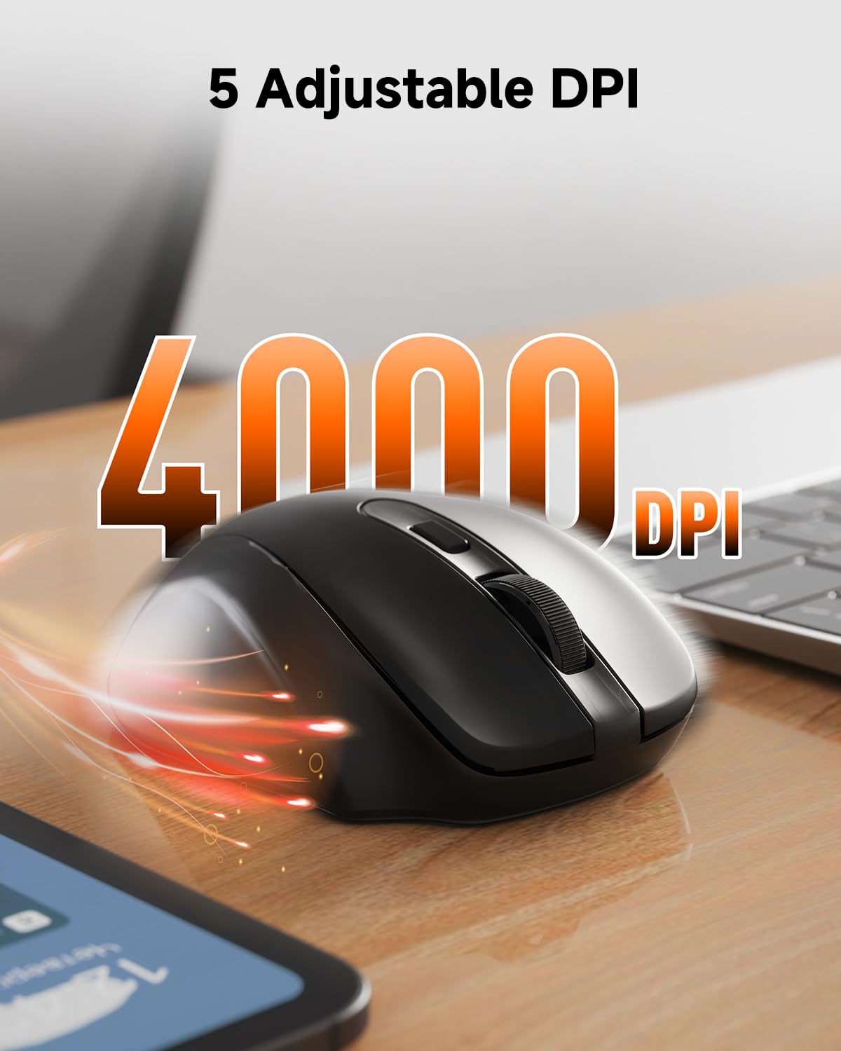 Redragon Kabellose Maus BT5.0/3.0 &amp; 2,4 GHz, 6 Tasten, 5 DPI-Stufen, Bluetooth-Maus, 18 Monate Batterielaufzeit, Tragbare optische Computermaus für Laptop, PC, Chromebook, Windows, Mac – Schwarz