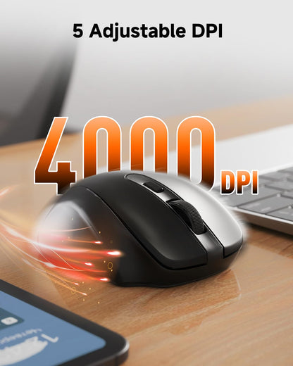 Redragon Kabellose Maus BT5.0/3.0 &amp; 2,4 GHz, 6 Tasten, 5 DPI-Stufen, Bluetooth-Maus, 18 Monate Batterielaufzeit, Tragbare optische Computermaus für Laptop, PC, Chromebook, Windows, Mac – Schwarz