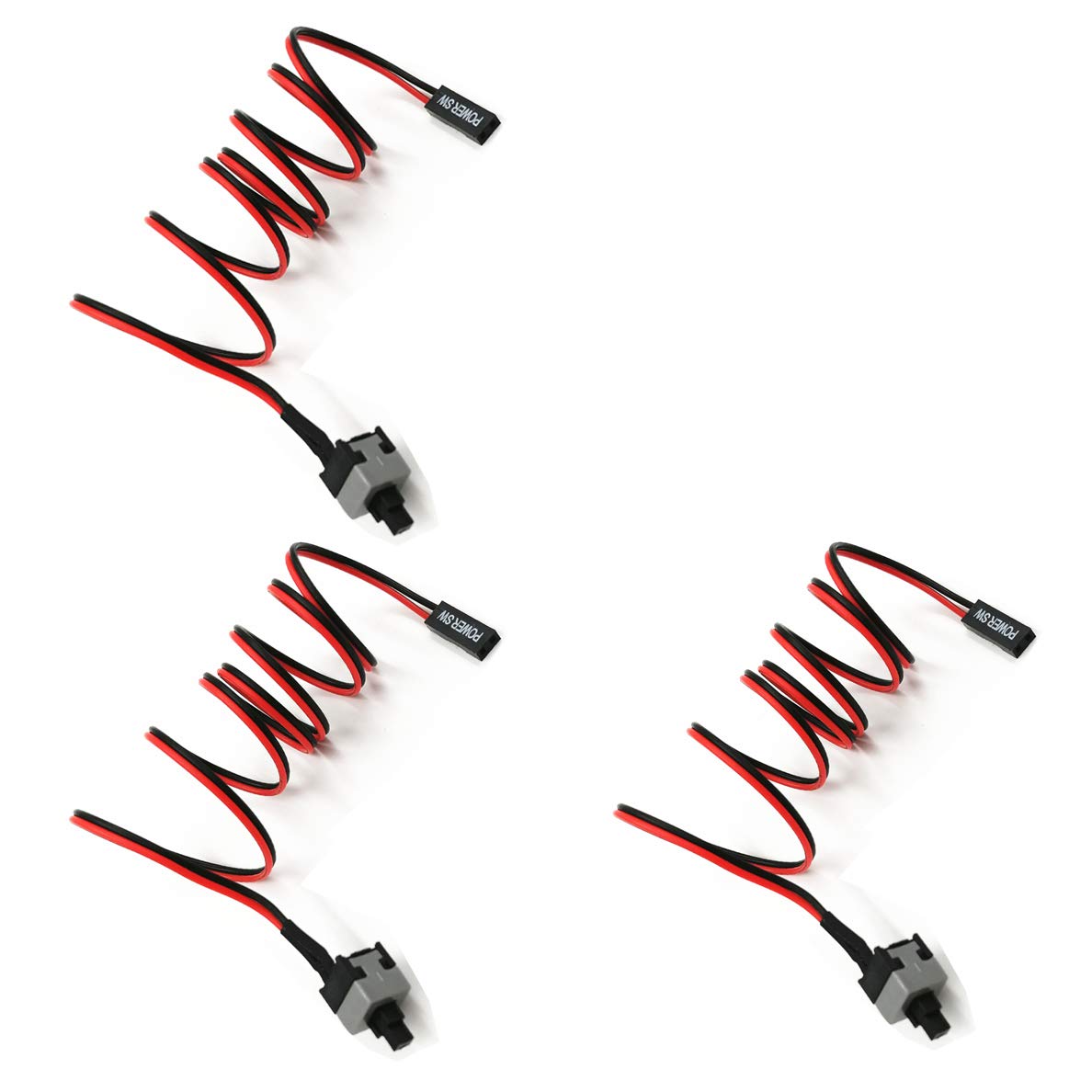 skineat 3er-Pack 2-Pin SW PC-Desktop-Stromkabel Ein/Aus-Druckknopf ATX-Computer-Schalterkabel 45 cm