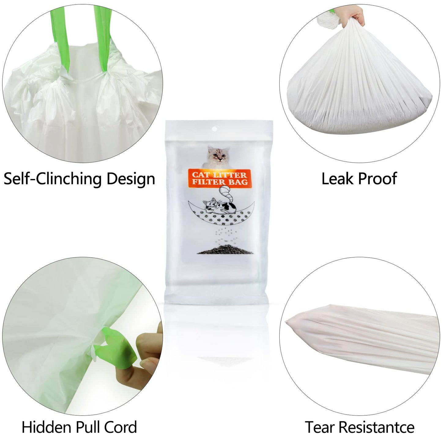 Siebbeutel für Katzenstreu mit Löchern, Kordelzug, kratzfest (1, 36 x 18 Zoll (7er-Pack)) 