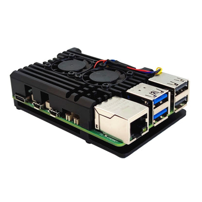 Raspberry Pi 5 Aluminiumlegierungs-Schutzgehäuse, Pi 5 Kühlkörper, passives Kühlgehäuse für Raspberry Pi 5 4GB/8GB (mit Dual-Lüfter)