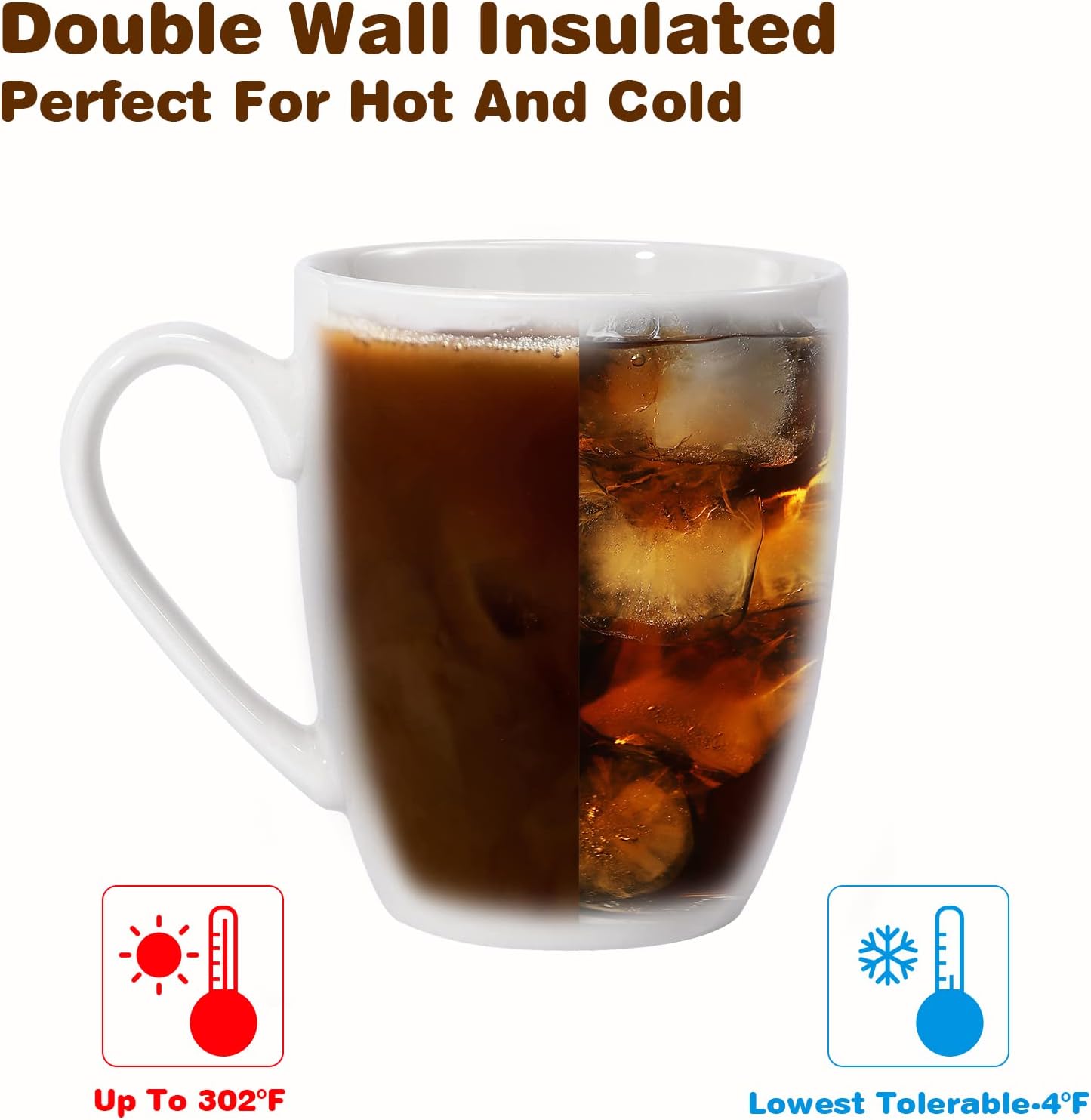 Urbanstrive 16 oz Large Coffee Mug with Handle Tea Cup Novelty Coffee Cup Idea Gift for Men Women Office Work, White (White)