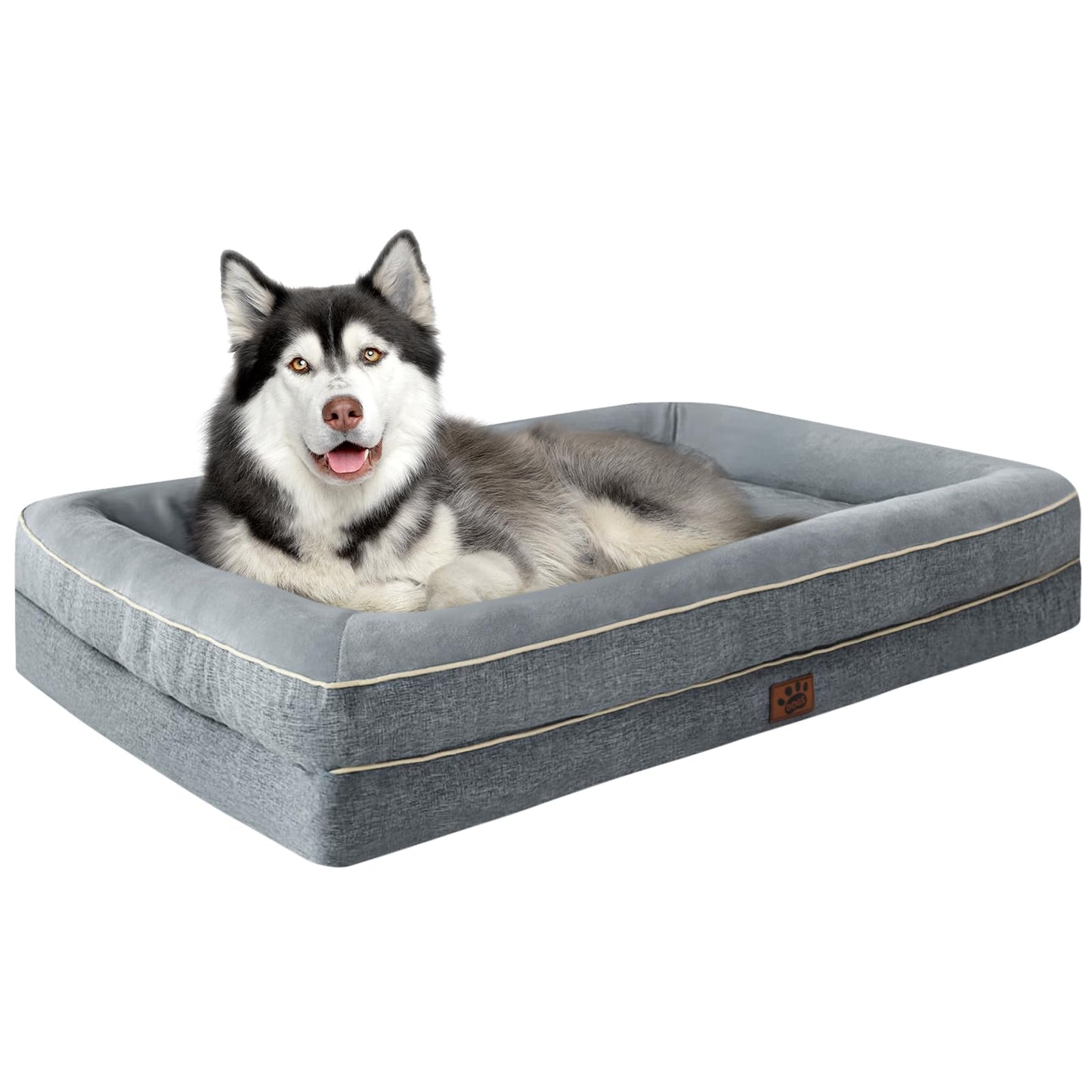 TaiBest Wasserdichte Memory-Schaum-Hundebetten für extra große Hunde, rutschfeste orthopädische Hundebetten, waschbares Sofa-Haustierbett mit abnehmbarem Bezug (Grau, X-Large)