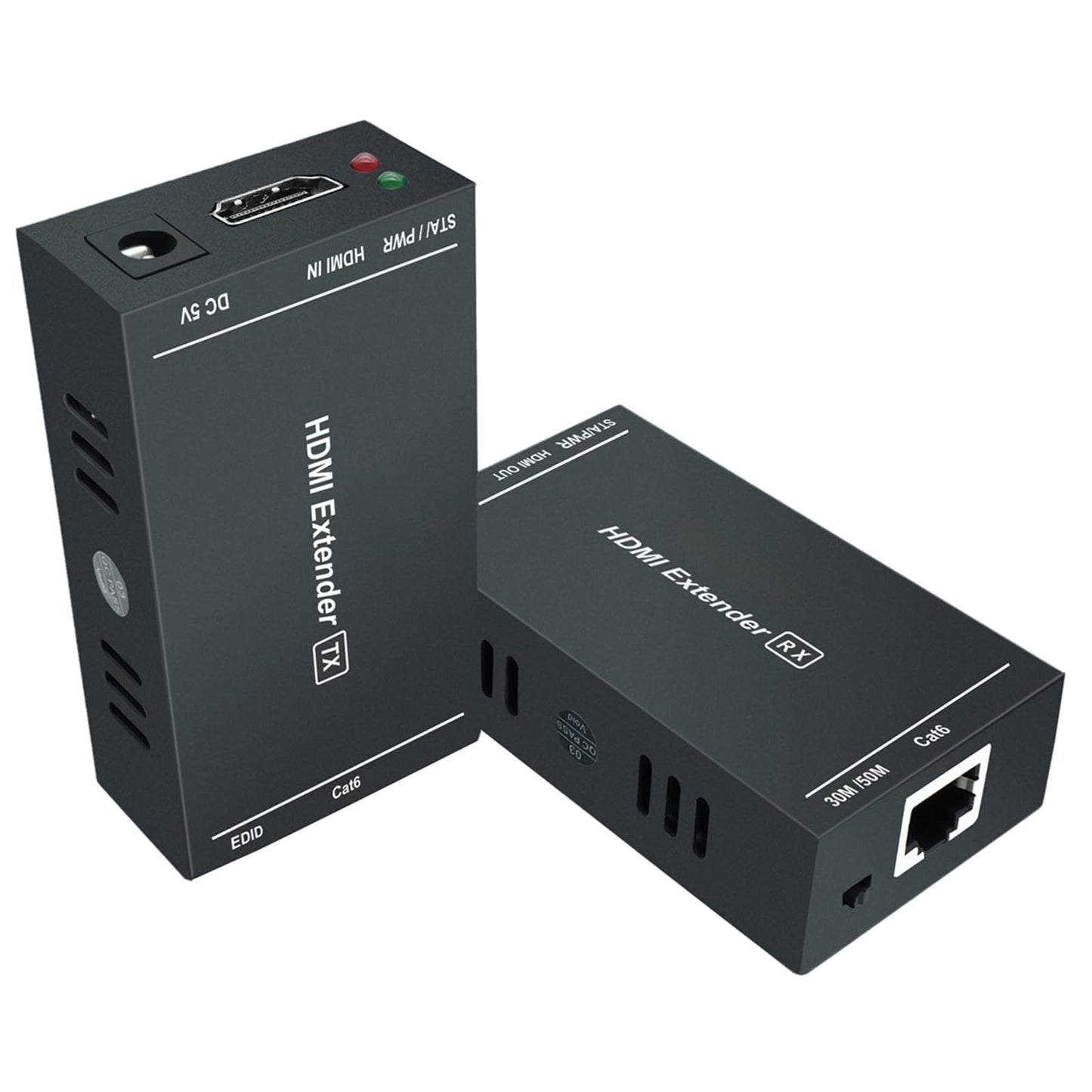 Steetek HDMI-Extender 1080p@60Hz, 3D, über ein einzelnes Cat5e/Cat6/Cat 7-Kabel, Full HD unkomprimierte Übertragung bis zu 50 m (164 Fuß), EDID- und POC-Funktion unterstützt (Sender und Empfänger)