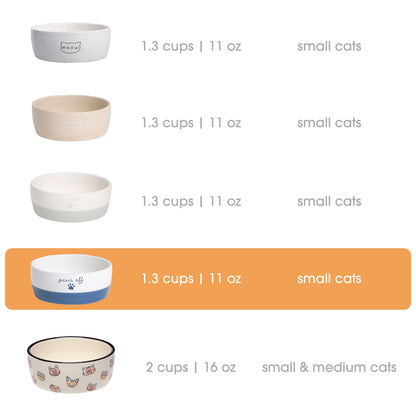 Pearhead Ceramic Bowl, Holds 2 Cups, Cute Whisker-Friendly Dish with Cat Face Design, Non-Slip, Microwave and Dishwasher Safe, Small/Medium