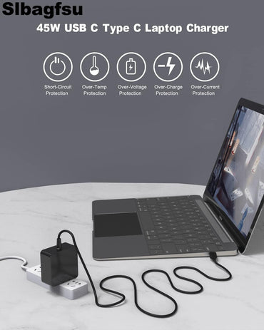 Slbagfsu 45W USB Typ C Laptop-Ladegerät, kompatibel mit Samsung Chromebook 4, 4+ Plus, XE310XBA, XE350XBA, XE513C24, XE520QAB, XE521QAB, Netzteilkabel