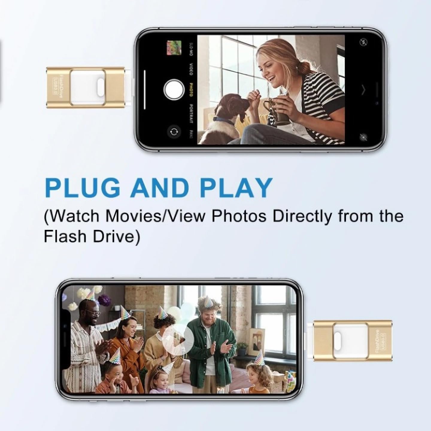 Phoxfer RecovStick 64 GB für iPhone 4-in-1 | Externer USB-Stick von PhotoTek für Mobiltelefone, iPads und Macs | Speicherplatz für Daten, Fotos und Videos | Schnellzugriff mit einem Klick, Gold