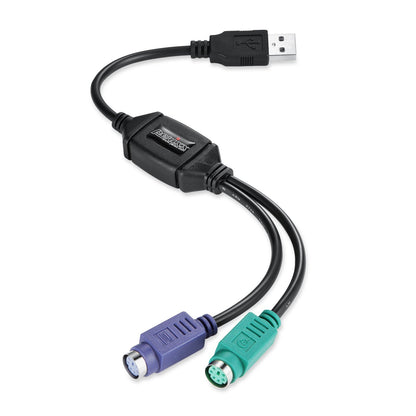 Perixx PERIPRO-401 PS/2-zu-USB-Adapter für Tastatur und Maus – Integrierter USB-Controller – Schwarz