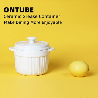 ONTUBE Keramik-Aufbewahrungsbehälter für Speckfett mit Sieb, Frittieröl-Aufbewahrungsdose, Türkis 