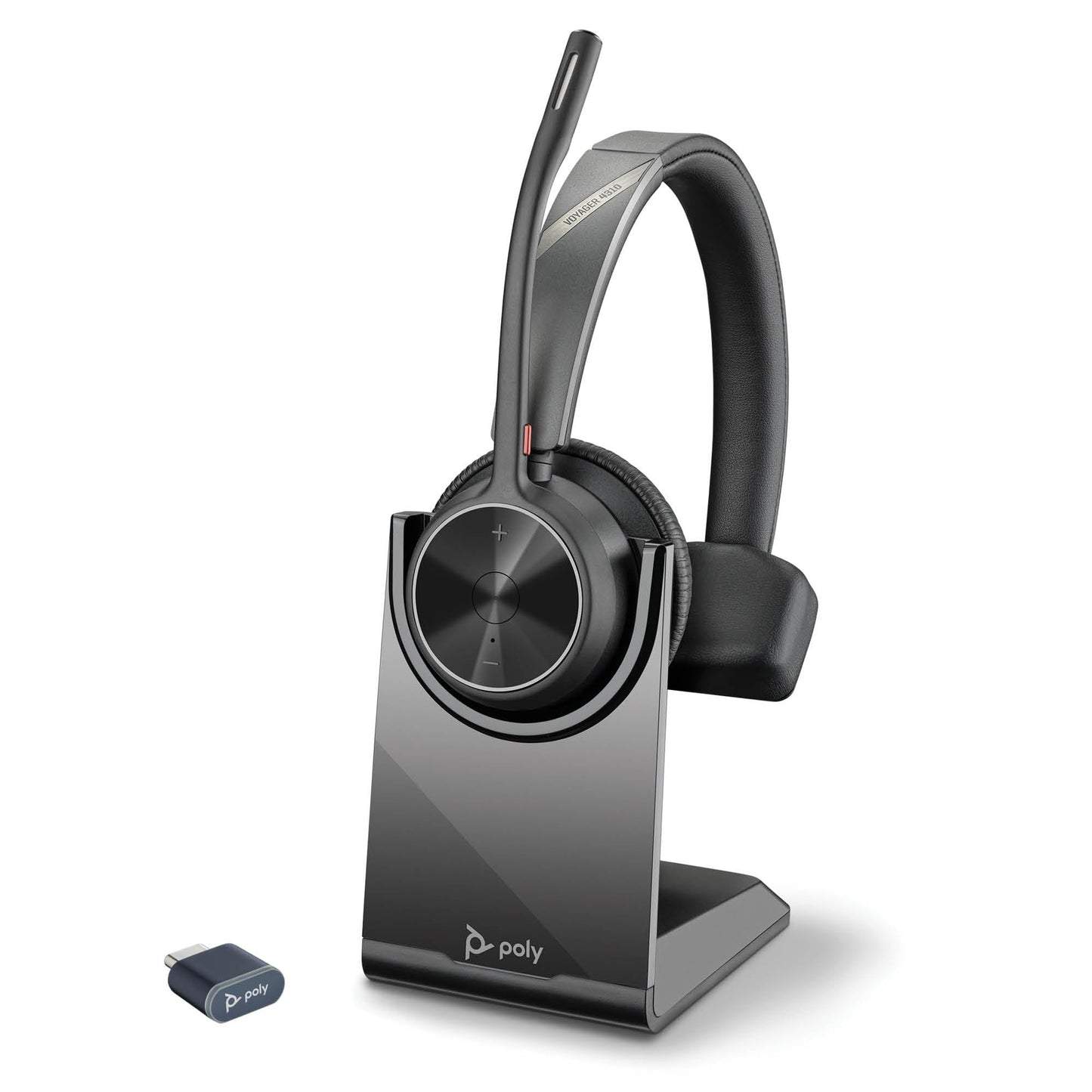 Poly Voyager 4310 UC Wireless Headset & Charge Stand (Plantronics) - Single-Ear Bluetooth Headset w/Noise-Canceling Boom Mic - Connect to PC/Mac/Mobile - Works w/Teams, Zoom, & More - Amazon Exclusive