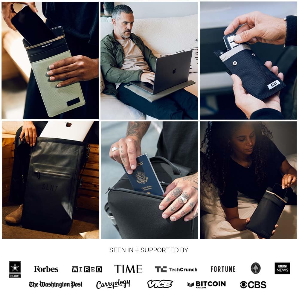 SLNT Wasserdichte Faraday-Laptoptasche - 420D wasserdichtes Nylon, signalblockierender Trockenrucksack - Schützt vor Wasser, Spionage und Hacking - Blockiert RFID, WLAN, Bluetooth, NFC, Mobilfunk, GPS und elektromagnetische Felder (6 Liter)