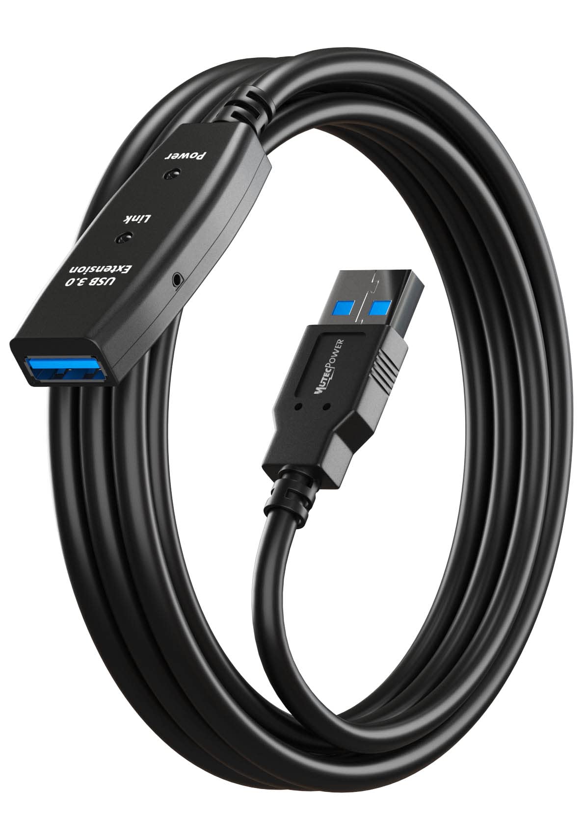 MutecPower 16 Fuß Aktives USB-Verlängerungskabel 3.0 Stecker auf Buchse mit A-Verlängerungschip-Signalverstärker - Aktives Verlängerungs-/Repeaterkabel 5 Meter / 16 Fuß