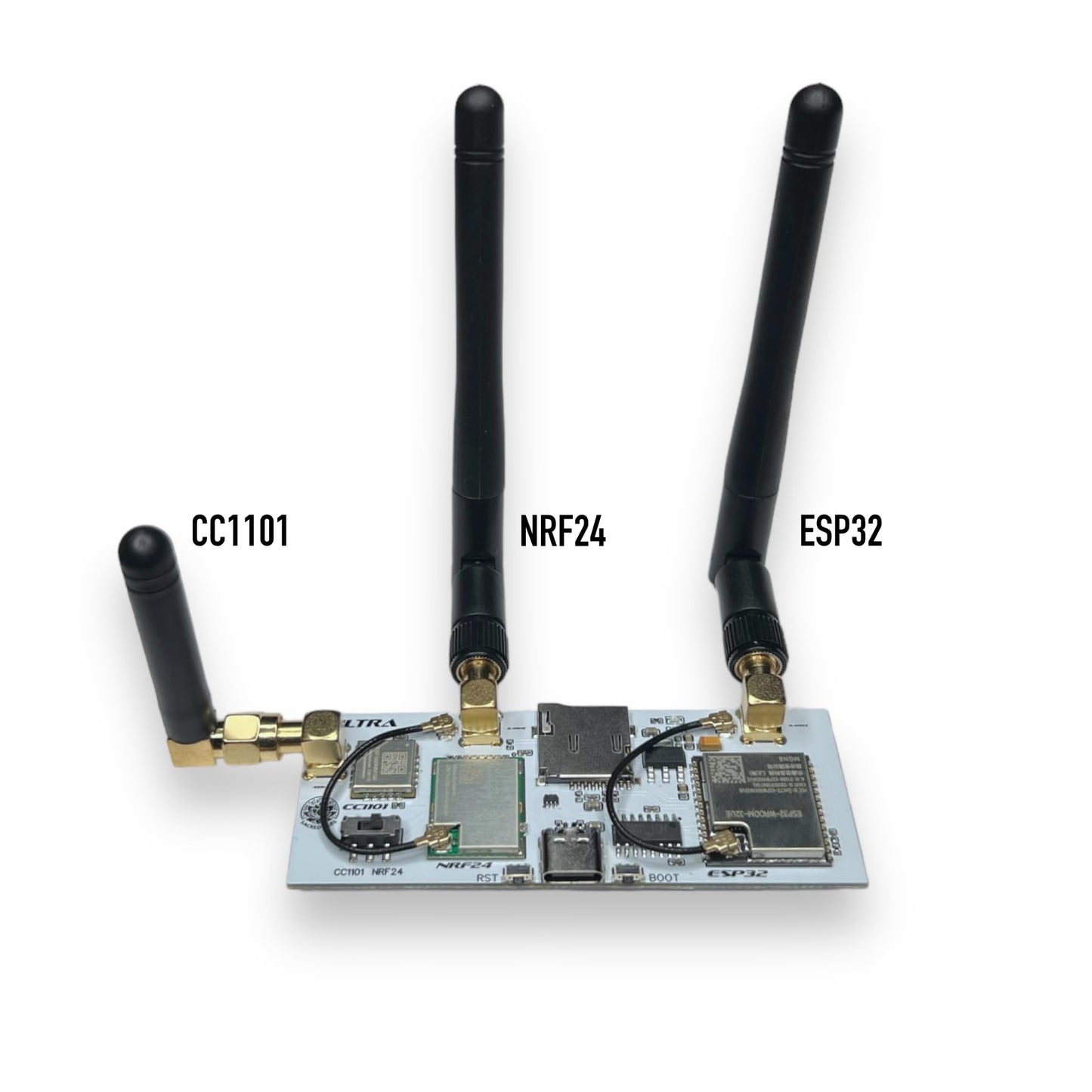 Sacred Labs FlipMods Ultra V3 ESP32/NRF24/CC1101 3-in-1 WLAN-Entwicklungsboard für Flipper Zero GPIO – mit Marauder, Antennen, USB-C-Anschluss und Micro-SD-Kartensteckplatz