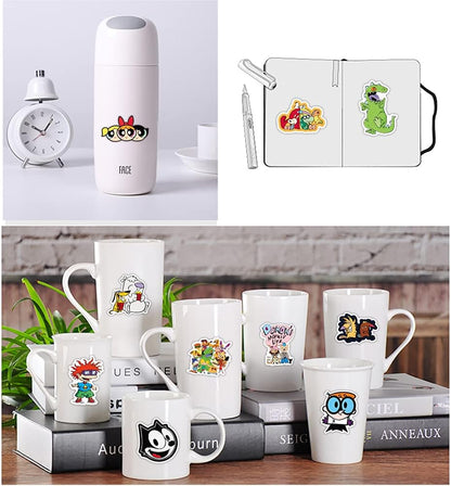 90er-Jahre-Cartoon, coole Cartoon-Aufkleber für Kinder-Trinkflaschen, 50 wasserfeste Vinyl-Aufkleber für Teenager-Laptops, Handys, Fahrräder und Skateboards, niedlicher Mädchen-Reise-Laptop-Aufkleber 