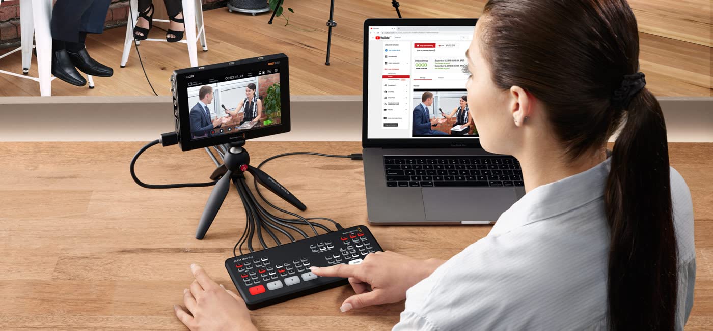 Blackmagic Design ATEM Mini Pro ISO HDMI Live Stream Switcher Bundle mit 6' HDMI-Kabel, 7' Cat5e-Kabel und 5er-Pack SolidSignal Kabelbindern (SWATEMMINIBPRISO) 