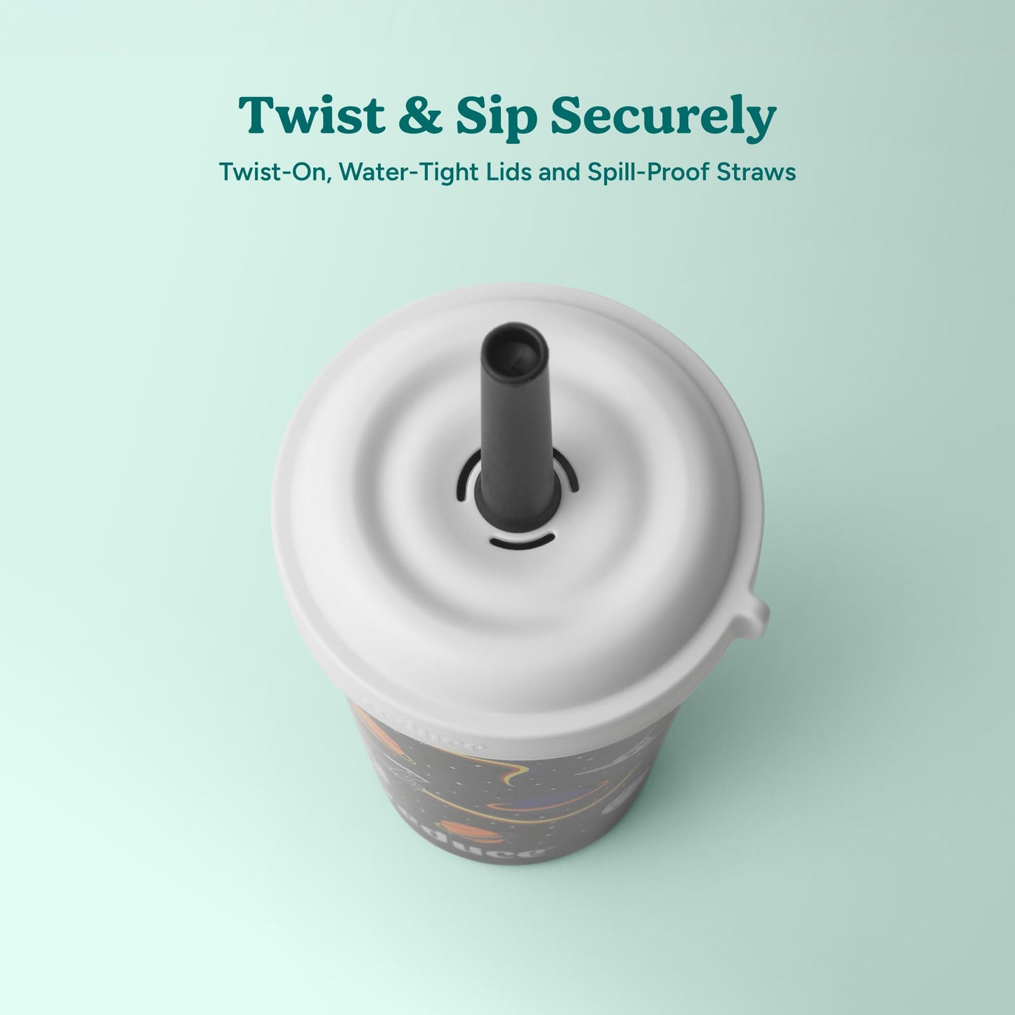 REDUCE GoGo's Kinder-Trinkbecher mit Deckel und auslaufsicheren Strohhalmen – 10er-Pack stapelbare 350-ml-Becher mit Drehverschlussdeckeln – platzsparend zu verstauen, spülmaschinenfest – Club House